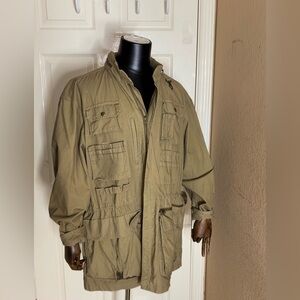 Vintage Banana Republic Safari Jacket Large Tan Photography Packable Hood​​